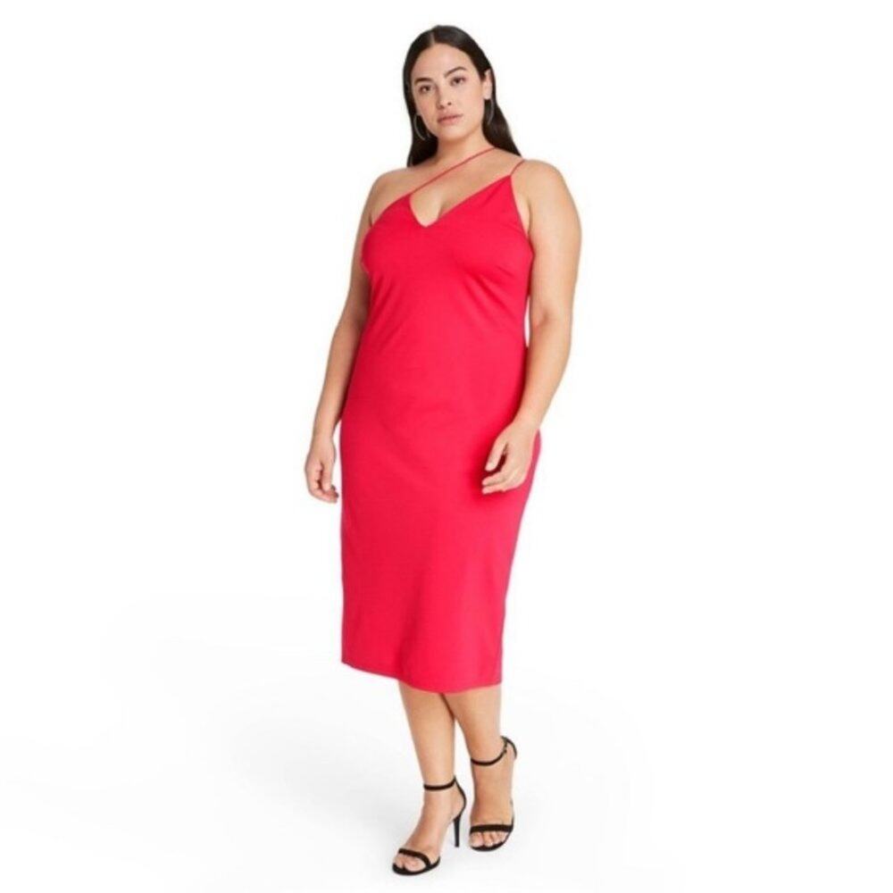 Cushnie x Target Asymmetrical Midi Dress Red 1X